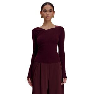 Meshki Culver Draped Twist Knit Top - Wine